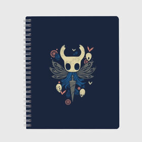 Тетрадь с принтом Hollow Knight в городе Новоалтайск, 100% бумага | 48 листов, плотность листов — 60 г/м2, плотность картонной обложки — 250 г/м2. Листы скреплены сбоку удобной пружинной спиралью. Уголки страниц и обложки скругленные. Цвет линий — светло-серый
 | Тематика изображения на принте: hollow knight | детская | для детей | игра | компьютерная игра | королевство | рыцарь | темный рыцарь | холлов кнайт | экшен