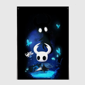Постер с принтом Hollow Knight в городе Новоалтайск, 100% бумага
 | бумага, плотность 150 мг. Матовая, но за счет высокого коэффициента гладкости имеет небольшой блеск и дает на свету блики, но в отличии от глянцевой бумаги не покрыта лаком | hollow knight | детская | для детей | игра | компьютерная игра | королевство | рыцарь | темный рыцарь | холлов кнайт | экшен