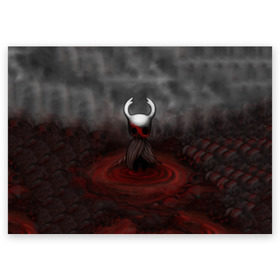 Поздравительная открытка с принтом Hollow Knight в городе Новоалтайск, 100% бумага | плотность бумаги 280 г/м2, матовая, на обратной стороне линовка и место для марки
 | hollow knight | детская | для детей | игра | компьютерная игра | королевство | рыцарь | темный рыцарь | холлов кнайт | экшен