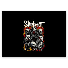 Поздравительная открытка с принтом Slipknot в городе Новоалтайск, 100% бумага | плотность бумаги 280 г/м2, матовая, на обратной стороне линовка и место для марки
 | Тематика изображения на принте: band | corey taylor | jim root | metal | mick thomson | music | official | альтернативный | глэм | готик | гранж | метал | музыка | пост | рок | хард