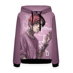 Женская толстовка 3D с принтом Lil Peep в городе Новоалтайск, 100% полиэстер  | двухслойный капюшон со шнурком для регулировки, мягкие манжеты на рукавах и по низу толстовки, спереди карман-кенгуру с мягким внутренним слоем. | crybaby | gustav elijah ahr | hellboy | lil peep | lilpeep | peep | rap | густав элайджа ар | лил пип | рэп | хип хоп | эмо рэп