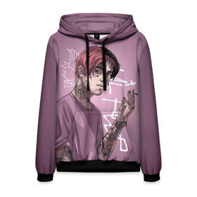 Мужская толстовка 3D с принтом Lil Peep в городе Новоалтайск, 100% полиэстер | двухслойный капюшон со шнурком для регулировки, мягкие манжеты на рукавах и по низу толстовки, спереди карман-кенгуру с мягким внутренним слоем. | crybaby | gustav elijah ahr | hellboy | lil peep | lilpeep | peep | rap | густав элайджа ар | лил пип | рэп | хип хоп | эмо рэп