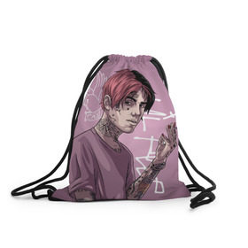 Рюкзак-мешок 3D с принтом Lil Peep в городе Новоалтайск, 100% полиэстер | плотность ткани — 200 г/м2, размер — 35 х 45 см; лямки — толстые шнурки, застежка на шнуровке, без карманов и подкладки | crybaby | gustav elijah ahr | hellboy | lil peep | lilpeep | peep | rap | густав элайджа ар | лил пип | рэп | хип хоп | эмо рэп