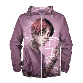 Мужская ветровка 3D с принтом Lil Peep в городе Новоалтайск, 100% полиэстер | подол и капюшон оформлены резинкой с фиксаторами, два кармана без застежек по бокам, один потайной карман на груди | Тематика изображения на принте: crybaby | gustav elijah ahr | hellboy | lil peep | lilpeep | peep | rap | густав элайджа ар | лил пип | рэп | хип хоп | эмо рэп