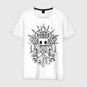 Мужская футболка хлопок с принтом Hollow Knight в городе Новоалтайск, 100% хлопок | прямой крой, круглый вырез горловины, длина до линии бедер, слегка спущенное плечо. | Тематика изображения на принте: hallownest | hollow knight | the knight | игры | компьютерная игра | реймер | рыцарь