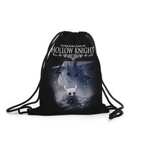 Рюкзак-мешок 3D с принтом Hollow Knight в городе Новоалтайск, 100% полиэстер | плотность ткани — 200 г/м2, размер — 35 х 45 см; лямки — толстые шнурки, застежка на шнуровке, без карманов и подкладки | hallownest | hollow knight | the knight | игры | компьютерная игра | реймер | рыцарь