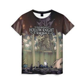 Женская футболка 3D с принтом HOLLOW KNIGHT в городе Новоалтайск, 100% полиэфир ( синтетическое хлопкоподобное полотно) | прямой крой, круглый вырез горловины, длина до линии бедер | game | games | hallownest | hollow knight | безымянный рыцарь | бои | враги | заброшенное королевство | игра | исследование | компьютерная игра | насекомые | персонаж | поиск | приключения | секреты