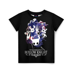 Детская футболка 3D с принтом Hollow Knight в городе Новоалтайск, 100% гипоаллергенный полиэфир | прямой крой, круглый вырез горловины, длина до линии бедер, чуть спущенное плечо, ткань немного тянется | hallownest | hollow knight | the knight | игры | компьютерная игра | реймер | рыцарь