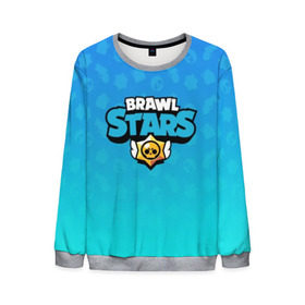 Мужской свитшот 3D с принтом Brawl Stars. в городе Новоалтайск, 100% полиэстер с мягким внутренним слоем | круглый вырез горловины, мягкая резинка на манжетах и поясе, свободная посадка по фигуре | 3d | blue | brawl stars | moba | pattern | абстракция | бравл старс | геометрия | жанр | игра | лого | логотип | надпись | паттерн | синий | текстура