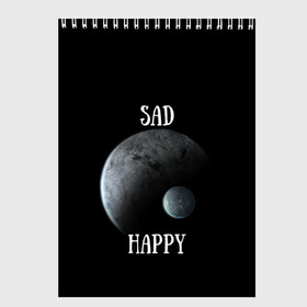 Скетчбук с принтом Sad Happy в городе Новоалтайск, 100% бумага
 | 48 листов, плотность листов — 100 г/м2, плотность картонной обложки — 250 г/м2. Листы скреплены сверху удобной пружинной спиралью | jesus | rap | грустный | джизус | джизус возрождение | джизус рэпер | джизус ты ювелир | мерч | музыка | реп | рэп | счастливый