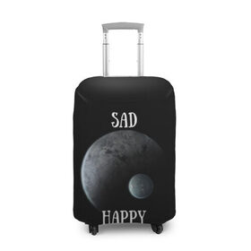 Чехол для чемодана 3D с принтом Sad Happy в городе Новоалтайск, 86% полиэфир, 14% спандекс | двустороннее нанесение принта, прорези для ручек и колес | jesus | rap | грустный | джизус | джизус возрождение | джизус рэпер | джизус ты ювелир | мерч | музыка | реп | рэп | счастливый