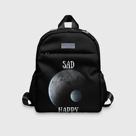 Детский рюкзак 3D с принтом Sad Happy в городе Новоалтайск, 100% полиэстер | лямки с регулируемой длиной, сверху петелька, чтобы рюкзак можно было повесить на вешалку. Основное отделение закрывается на молнию, как и внешний карман. Внутри дополнительный карман. По бокам два дополнительных кармашка | jesus | rap | грустный | джизус | джизус возрождение | джизус рэпер | джизус ты ювелир | мерч | музыка | реп | рэп | счастливый