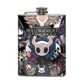 Фляга с принтом Hollow Knight в городе Новоалтайск, металлический корпус | емкость 0,22 л, размер 125 х 94 мм. Виниловая наклейка запечатывается полностью | hallownest | hollow knight | the knight | игры | компьютерная игра | реймер | рыцарь