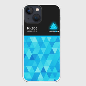 Чехол для iPhone 13 mini с принтом RK800 КОННОР в городе Новоалтайск,  |  | action | ai | android | connor | dbhpk19 | detroit become human | rk 800 | rk 900 | андроиды | детектив | игра | интерактивное кино | кара | коннор | логотип | маркус | роботы | фирменный стиль | экшн