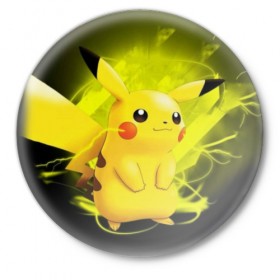 Значок с принтом Pikachu Pika Pika в городе Новоалтайск,  металл | круглая форма, металлическая застежка в виде булавки | pika | pikachu | аниме | детская | детям | игры | молния | мышка | мышь | пика | пикачу | покемон | покемоны