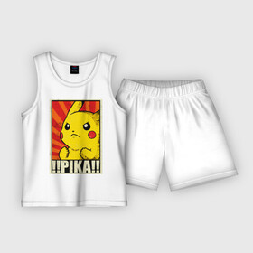 Детская пижама с шортами хлопок с принтом Pikachu Pika Pika в городе Новоалтайск,  |  | Тематика изображения на принте: pika | pikachu | аниме | детская | детям | игры | молния | мышка | мышь | пика | пикачу | покемон | покемоны