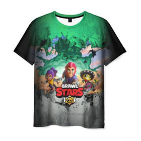 Мужская футболка 3D с принтом Brawl Stars. в городе Новоалтайск, 100% полиэфир | прямой крой, круглый вырез горловины, длина до линии бедер | 3d | brawl stars | moba | абстракция | бравл старс | геометрия | жанр | игра | краска | лого | логотип | надпись | текстура