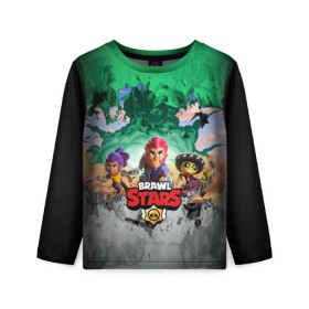 Детский лонгслив 3D с принтом Brawl Stars. в городе Новоалтайск, 100% полиэстер | длинные рукава, круглый вырез горловины, полуприлегающий силуэт
 | 3d | brawl stars | moba | абстракция | бравл старс | геометрия | жанр | игра | краска | лого | логотип | надпись | текстура