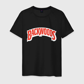 Мужская футболка хлопок с принтом backwoods в городе Новоалтайск, 100% хлопок | прямой крой, круглый вырез горловины, длина до линии бедер, слегка спущенное плечо. | Тематика изображения на принте: backwoods | баквудс | бренд | буквы | название | слово