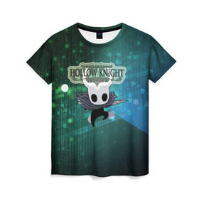 Женская футболка 3D с принтом HOLLOW KNIGHT в городе Новоалтайск, 100% полиэфир ( синтетическое хлопкоподобное полотно) | прямой крой, круглый вырез горловины, длина до линии бедер | 3d | hollow knight | абстракция | арты | игра | лого | логотип | надпись | приключение | стратегия | эмблема