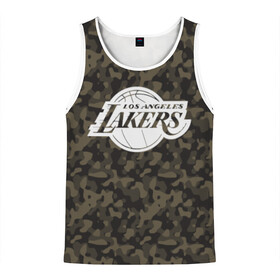 Мужская майка 3D с принтом Los Angeles Lakers Camo в городе Новоалтайск, 100% полиэстер | круглая горловина, приталенный силуэт, длина до линии бедра. Пройма и горловина окантованы тонкой бейкой | Тематика изображения на принте: camo | lakers | los angeles lakers | nba | баскетбол | камуфляж | лос анджелес лейкерс | нба | спорт | хаки