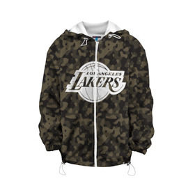 Детская куртка 3D с принтом Los Angeles Lakers Camo в городе Новоалтайск, 100% полиэстер | застежка — молния, подол и капюшон оформлены резинкой с фиксаторами, по бокам — два кармана без застежек, один потайной карман на груди, плотность верхнего слоя — 90 г/м2; плотность флисового подклада — 260 г/м2 | Тематика изображения на принте: camo | lakers | los angeles lakers | nba | баскетбол | камуфляж | лос анджелес лейкерс | нба | спорт | хаки