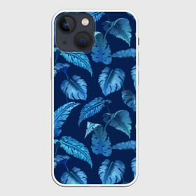 Чехол для iPhone 13 mini с принтом Листья. Ночные тропики в городе Новоалтайск,  |  | Тематика изображения на принте: абстракция | зелень | листья | ночь | природа | растение | тропики | цветы