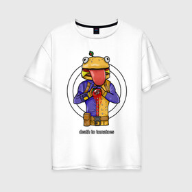 Женская футболка хлопок Oversize с принтом Durr Burger в городе Новоалтайск, 100% хлопок | свободный крой, круглый ворот, спущенный рукав, длина до линии бедер
 | battle | burger | durr | fort | fortnite | royale | битва | бургер | бургермен | бургермэн | королевская | форт | фортнайт