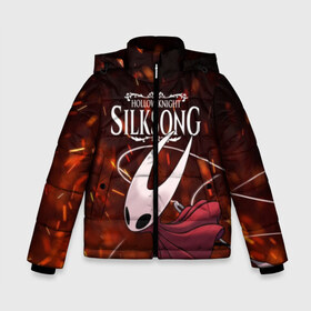 Зимняя куртка для мальчиков 3D с принтом Hollow Knight SILKSONG в городе Новоалтайск, ткань верха — 100% полиэстер; подклад — 100% полиэстер, утеплитель — 100% полиэстер | длина ниже бедра, удлиненная спинка, воротник стойка и отстегивающийся капюшон. Есть боковые карманы с листочкой на кнопках, утяжки по низу изделия и внутренний карман на молнии. 

Предусмотрены светоотражающий принт на спинке, радужный светоотражающий элемент на пуллере молнии и на резинке для утяжки | Тематика изображения на принте: game | games | ghosts | godmaster | hollow | hornet | knight | metroidvania | silksong | zote | гримм | зот | игра | игры | квиррел | найт | песня | полый | призраки | пустой | рыцарь | силксонг | холлоу | хорнет | шелк