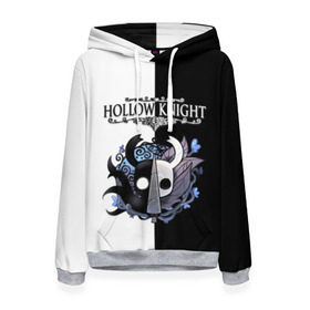 Женская толстовка 3D с принтом Hollow Knight (Black & White) в городе Новоалтайск, 100% полиэстер  | двухслойный капюшон со шнурком для регулировки, мягкие манжеты на рукавах и по низу толстовки, спереди карман-кенгуру с мягким внутренним слоем. | game | hollow knight | hollow knight godmaster | hollow knight map | hollow knight ps4 | silksong | белый | зот могучий | игра | карта | королевство | метроидвания | полый король | приключения букашек | халлоунест | холлоу кнайт | черный