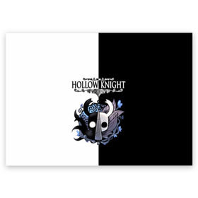 Поздравительная открытка с принтом Hollow Knight (Black & White) в городе Новоалтайск, 100% бумага | плотность бумаги 280 г/м2, матовая, на обратной стороне линовка и место для марки
 | game | hollow knight | hollow knight godmaster | hollow knight map | hollow knight ps4 | silksong | белый | зот могучий | игра | карта | королевство | метроидвания | полый король | приключения букашек | халлоунест | холлоу кнайт | черный
