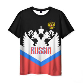 Мужская футболка 3D с принтом HOCKEY RUSSIA в городе Новоалтайск, 100% полиэфир | прямой крой, круглый вырез горловины, длина до линии бедер | hockey | russia | sport | герб | надписи | россия | сборная хоккея | символика | спорт | спортсмен | триколор | форма | хоккей | чемпионат | я русский