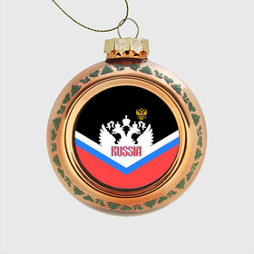 Стеклянный ёлочный шар с принтом HOCKEY RUSSIA в городе Новоалтайск, Стекло | Диаметр: 80 мм | hockey | russia | sport | герб | надписи | россия | сборная хоккея | символика | спорт | спортсмен | триколор | форма | хоккей | чемпионат | я русский