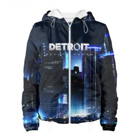 Женская куртка 3D с принтом DETROIT:BECOME HUMAN в городе Новоалтайск, ткань верха — 100% полиэстер, подклад — флис | прямой крой, подол и капюшон оформлены резинкой с фиксаторами, два кармана без застежек по бокам, один большой потайной карман на груди. Карман на груди застегивается на липучку | action | ai | android | connor | dbhpk19 | detroit become human | game | rk 800 | rk 900 | андроиды | детектив | игра | игры | интерактивное кино | кара | коннор | логотип | маркус | роботы | фирменный стиль | экшн