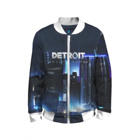 Детский бомбер 3D с принтом DETROIT:BECOME HUMAN в городе Новоалтайск, 100% полиэстер | застегивается на молнию, по бокам два кармана без застежек, мягкие манжеты, по низу бомбера и на воротнике — эластичная резинка | Тематика изображения на принте: action | ai | android | connor | dbhpk19 | detroit become human | game | rk 800 | rk 900 | андроиды | детектив | игра | игры | интерактивное кино | кара | коннор | логотип | маркус | роботы | фирменный стиль | экшн