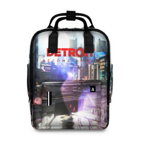 Женский рюкзак 3D с принтом DETROIT:BECOME HUMAN в городе Новоалтайск, 100% полиэстер | лямки с регулируемой длиной, сверху ручки, чтобы рюкзак нести как сумку. Основное отделение закрывается на молнию, как и внешний карман. Внутри два дополнительных кармана, один из которых закрывается на молнию. По бокам два дополнительных кармашка, куда поместится маленькая бутылочка
 | action | ai | android | connor | dbhpk19 | detroit become human | game | rk 800 | rk 900 | андроиды | детектив | игра | игры | интерактивное кино | кара | коннор | логотип | маркус | роботы | фирменный стиль | экшн