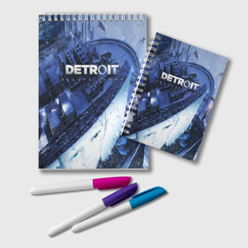 Блокнот с принтом DETROITBECOME HUMAN в городе Новоалтайск, 100% бумага | 48 листов, плотность листов — 60 г/м2, плотность картонной обложки — 250 г/м2. Листы скреплены удобной пружинной спиралью. Цвет линий — светло-серый
 | Тематика изображения на принте: action | ai | android | connor | dbhpk19 | detroit become human | game | rk 800 | rk 900 | андроиды | детектив | игра | игры | интерактивное кино | кара | коннор | логотип | маркус | роботы | фирменный стиль | экшн