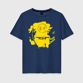 Женская футболка хлопок Oversize с принтом TWENTY ONE PILOTS (TOP) в городе Новоалтайск, 100% хлопок | свободный крой, круглый ворот, спущенный рукав, длина до линии бедер
 | 21 pilots | 21p | bandito | blurryface | chlorine | joshua | music | ned | rock | top | trench | twenty one pilots | tyler | бандито | группа | музыка | нэд | рок | тренч