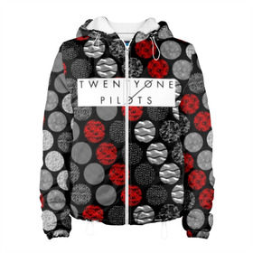 Женская куртка 3D с принтом TWENTY ONE PILOTS (TOP) в городе Новоалтайск, ткань верха — 100% полиэстер, подклад — флис | прямой крой, подол и капюшон оформлены резинкой с фиксаторами, два кармана без застежек по бокам, один большой потайной карман на груди. Карман на груди застегивается на липучку | 21 pilots | 21p | bandito | blurryface | chlorine | joshua | music | ned | rock | top | trench | twenty one pilots | tyler | бандито | группа | музыка | нэд | рок | тренч