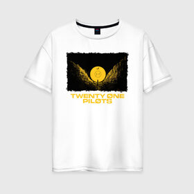 Женская футболка хлопок Oversize с принтом TWENTY ONE PILOTS (TOP) в городе Новоалтайск, 100% хлопок | свободный крой, круглый ворот, спущенный рукав, длина до линии бедер
 | 21 pilots | 21p | bandito | blurryface | chlorine | joshua | music | ned | rock | top | trench | twenty one pilots | tyler | бандито | группа | музыка | нэд | рок | тренч