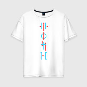 Женская футболка хлопок Oversize с принтом TWENTY ONE PILOTS (TOP) в городе Новоалтайск, 100% хлопок | свободный крой, круглый ворот, спущенный рукав, длина до линии бедер
 | 21 pilots | 21p | bandito | blurryface | chlorine | joshua | music | ned | rock | top | trench | twenty one pilots | tyler | бандито | группа | музыка | нэд | рок | тренч