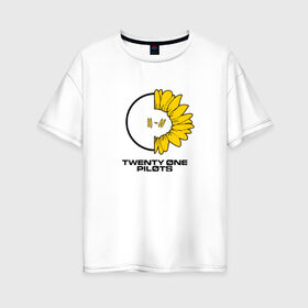Женская футболка хлопок Oversize с принтом TWENTY ONE PILOTS (TOP) в городе Новоалтайск, 100% хлопок | свободный крой, круглый ворот, спущенный рукав, длина до линии бедер
 | 21 pilots | 21p | bandito | blurryface | chlorine | joshua | music | ned | rock | top | trench | twenty one pilots | tyler | бандито | группа | музыка | нэд | рок | тренч