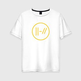 Женская футболка хлопок Oversize с принтом 21 PILOTS (НА СПИНЕ) в городе Новоалтайск, 100% хлопок | свободный крой, круглый ворот, спущенный рукав, длина до линии бедер
 | 21 pilots | 21p | bandito | blurryface | chlorine | joshua | music | ned | rock | top | trench | twenty one pilots | tyler | бандито | группа | музыка | нэд | рок | тренч