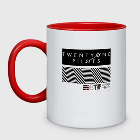 Кружка двухцветная с принтом TWENTY ONE PILOTS (TOP) в городе Новоалтайск, керамика | объем — 330 мл, диаметр — 80 мм. Цветная ручка и кайма сверху, в некоторых цветах — вся внутренняя часть | 21 pilots | 21p | bandito | blurryface | chlorine | joshua | music | ned | rock | top | trench | twenty one pilots | tyler | бандито | группа | музыка | нэд | рок | тренч