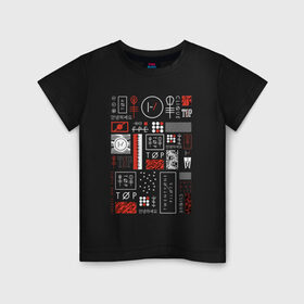 Детская футболка хлопок с принтом TWENTY ONE PILOTS (TOP) в городе Новоалтайск, 100% хлопок | круглый вырез горловины, полуприлегающий силуэт, длина до линии бедер | 21 pilots | 21p | bandito | blurryface | chlorine | joshua | music | ned | rock | top | trench | twenty one pilots | tyler | бандито | группа | музыка | нэд | рок | тренч