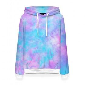 Женская толстовка 3D с принтом Мрамор Tie Dye в городе Новоалтайск, 100% полиэстер  | двухслойный капюшон со шнурком для регулировки, мягкие манжеты на рукавах и по низу толстовки, спереди карман-кенгуру с мягким внутренним слоем. | tie dye | летняя футболка | розовый | синий | тай дай | фиолетовый | яркая футболка