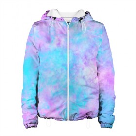 Женская куртка 3D с принтом Мрамор Tie Dye в городе Новоалтайск, ткань верха — 100% полиэстер, подклад — флис | прямой крой, подол и капюшон оформлены резинкой с фиксаторами, два кармана без застежек по бокам, один большой потайной карман на груди. Карман на груди застегивается на липучку | tie dye | летняя футболка | розовый | синий | тай дай | фиолетовый | яркая футболка
