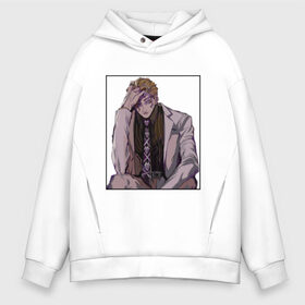 Мужское худи Oversize хлопок с принтом Kira Yoshikage Psycho в городе Новоалтайск, френч-терри — 70% хлопок, 30% полиэстер. Мягкий теплый начес внутри —100% хлопок | боковые карманы, эластичные манжеты и нижняя кромка, капюшон на магнитной кнопке | diamond is unbreakable | jjba | jojo | josuke | killer queen | kira | yoshikage | йошикаге | кира