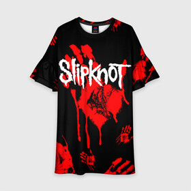 Детское платье 3D с принтом Slipknot (1) в городе Новоалтайск, 100% полиэстер | прямой силуэт, чуть расширенный к низу. Круглая горловина, на рукавах — воланы | horror | music | not | rock | slipk | slipknot | кровь | музыка | рок | слипкнот | ужасы