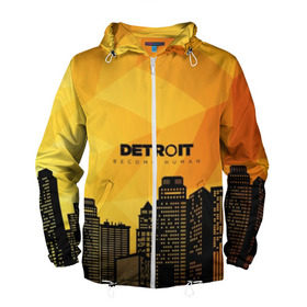 Мужская ветровка 3D с принтом DETROIT в городе Новоалтайск, 100% полиэстер | подол и капюшон оформлены резинкой с фиксаторами, два кармана без застежек по бокам, один потайной карман на груди | 3d | detroit | абстракция | город | детроит | дома | игра | квест | лого | логотип | надпись | приключения | стратегия | франция | эмблема